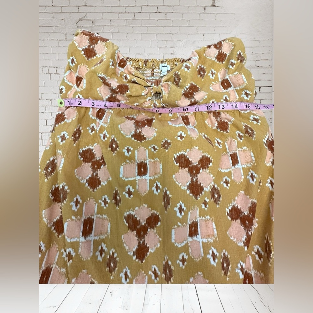 Aerie Strapless Linen Blend Dress.
Gold/brown/pink. Size : XL - Picture 6 of 12